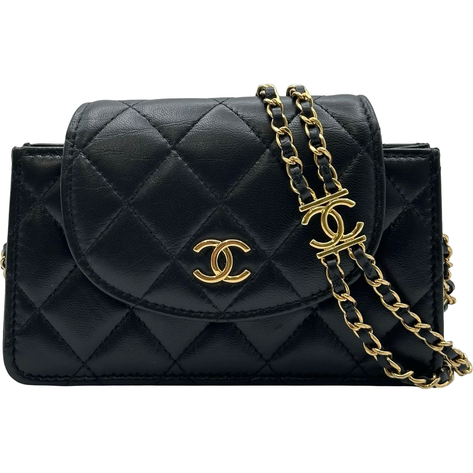 シャネル CHANEL マトラッセ ミニチェーンクラッチ AP2999 ブラック ゴールド金具 ラムスキン レディース ショルダーバッグ