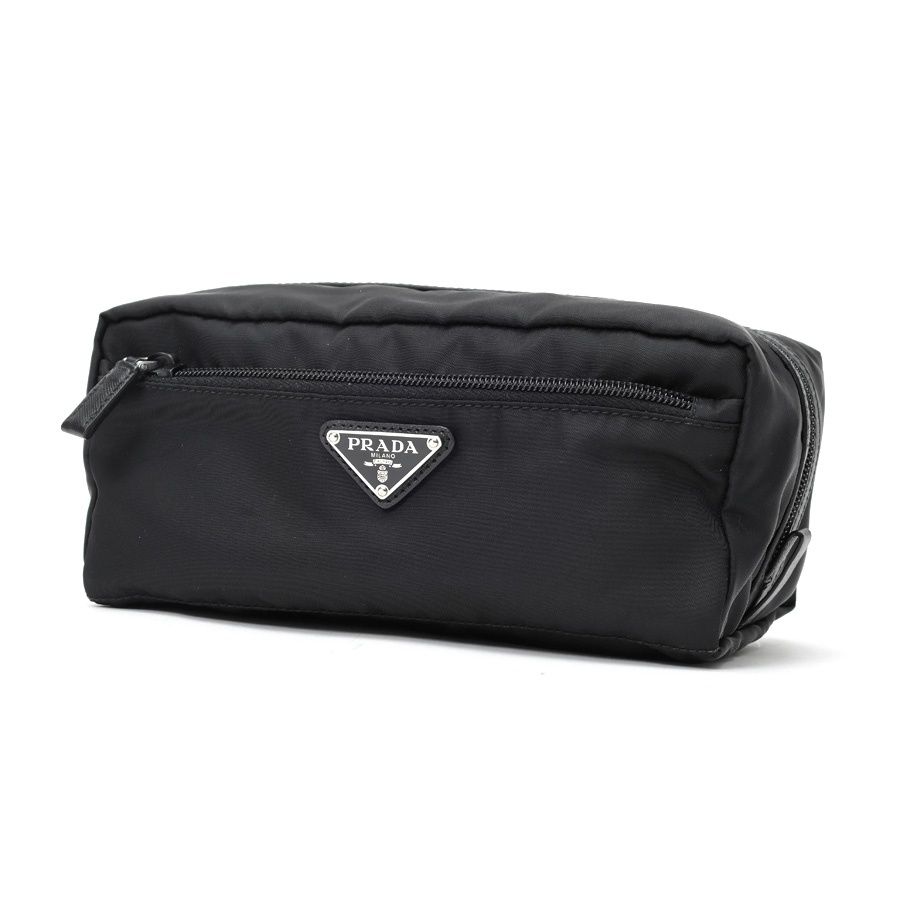 プラダ / PRADA　トラベルポーチ / コスメポーチ　ナイロン/サフィアーノレザー　ブラック 【中古】