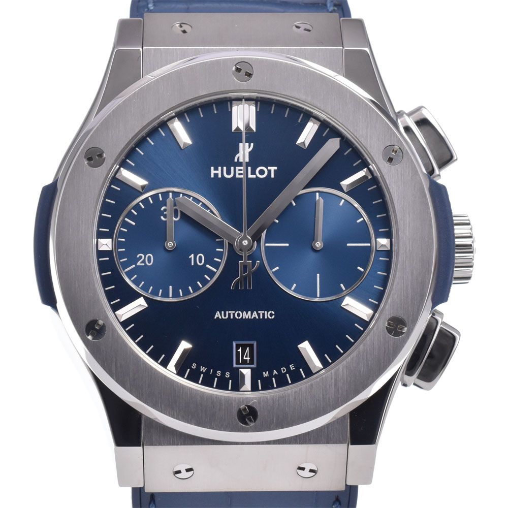 ウブロ HUBLOT 521.NX.7170.LR クラシック フュージョン クロノグラフ ブルー 自動巻き メンズ 美品 箱付き 腕時計 N#147544