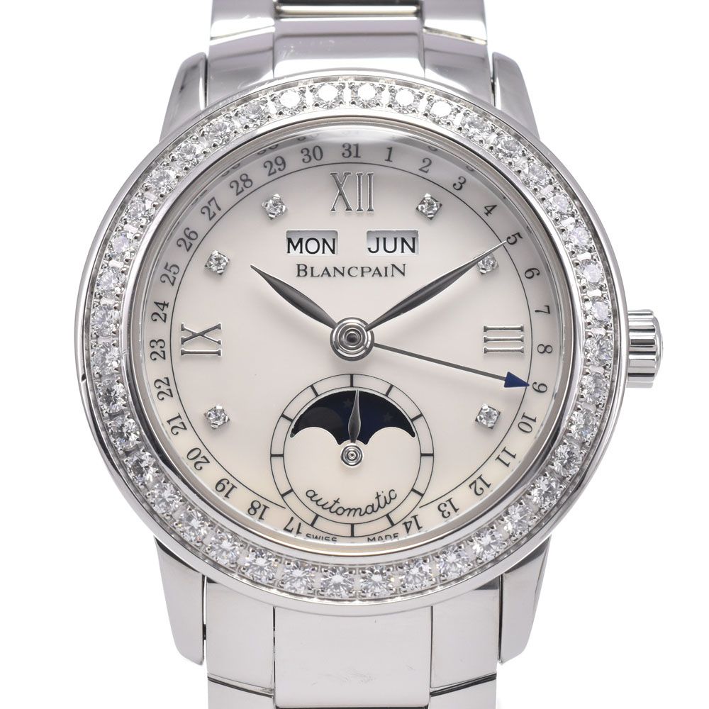 ブランパン Blancpain 2360-4691A-71 レマン ダイヤモンド ホワイトシェル 自動巻き レディース 美品 箱・保証書付き 腕時計 N#148414