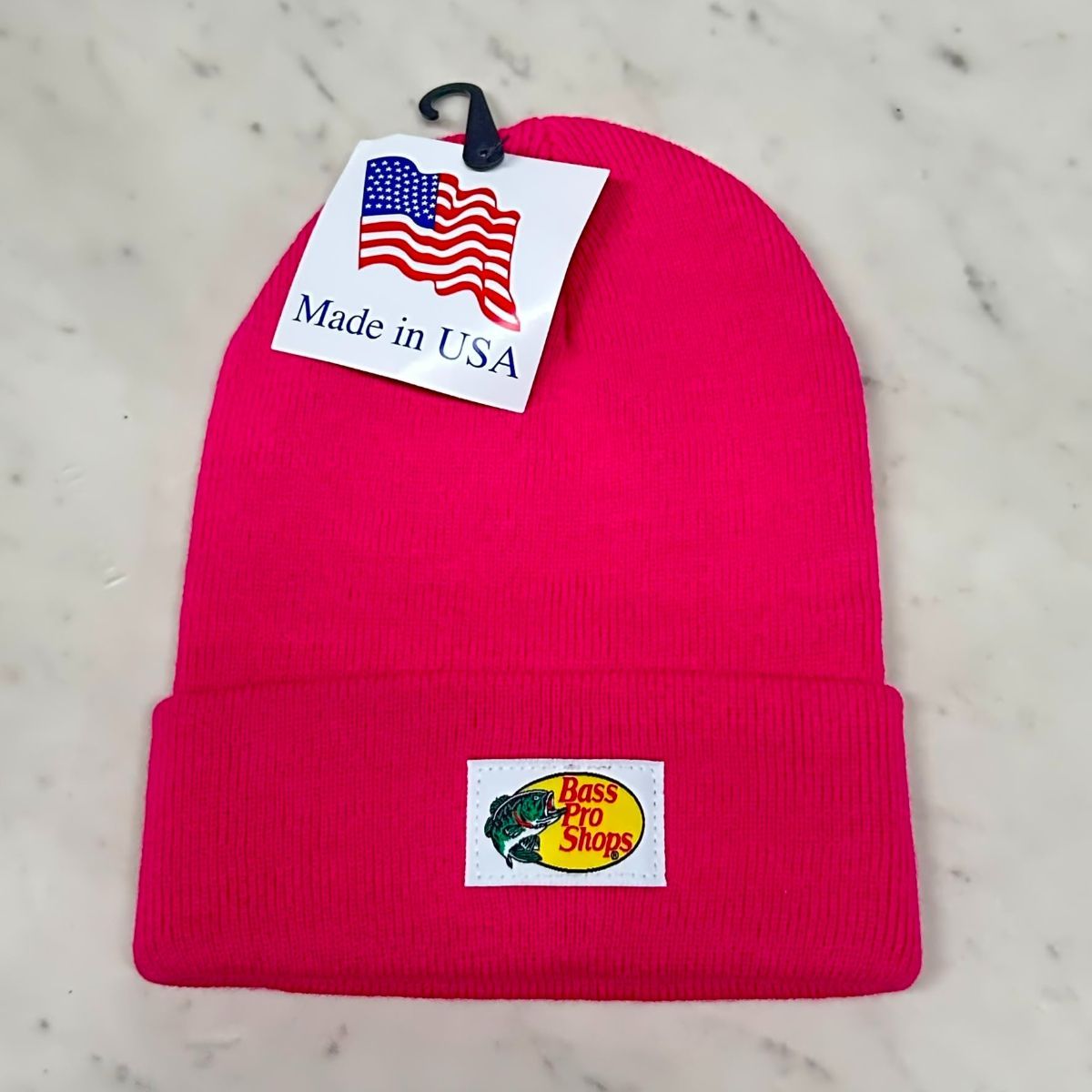 アメリカ製 全米最大級のアウトドアブランド Bass Pro Shops バスプロショップス ロゴラベル ニット帽 マジェンタ(Bps87)