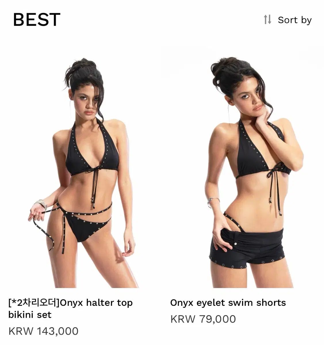 イーストシー halter top ビキニ セット + エンブロイダリー Swim ショーツ 新品