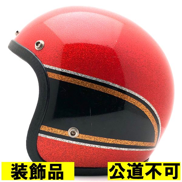 【装飾品・公道不可】KRW HONDA ORANGE×BLACK 59cm 【海外直輸入中古品】 スモールジェットヘルメット オープンフェイス アメリカン オレンジ 橙色 ブラック 黒色 ラメ メタルフレーク M～Lサイズ