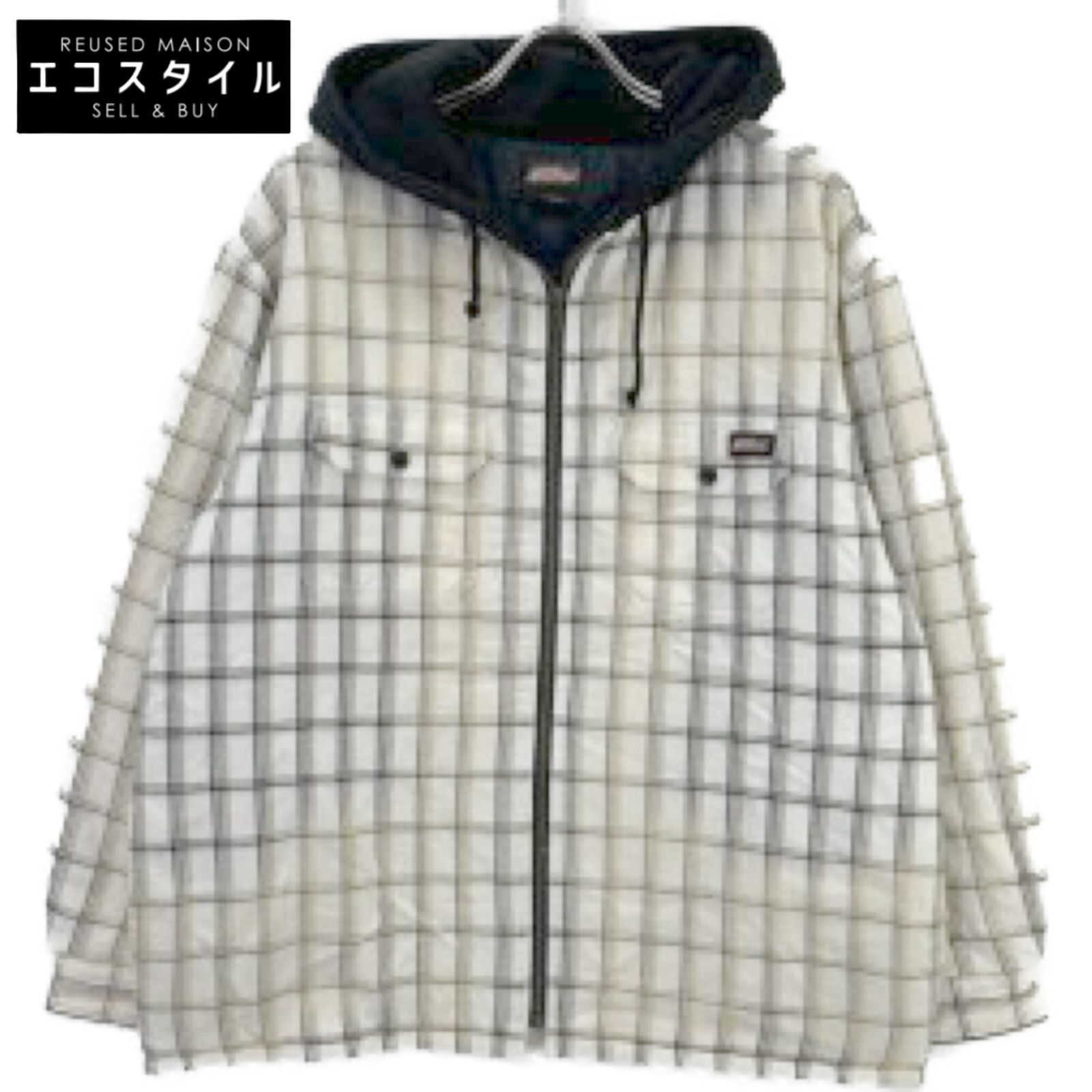 Supreme　シュプリーム　23FW ホワイト チェック柄 ×Dickies Plaid Hooded Zip Up Shirt　M