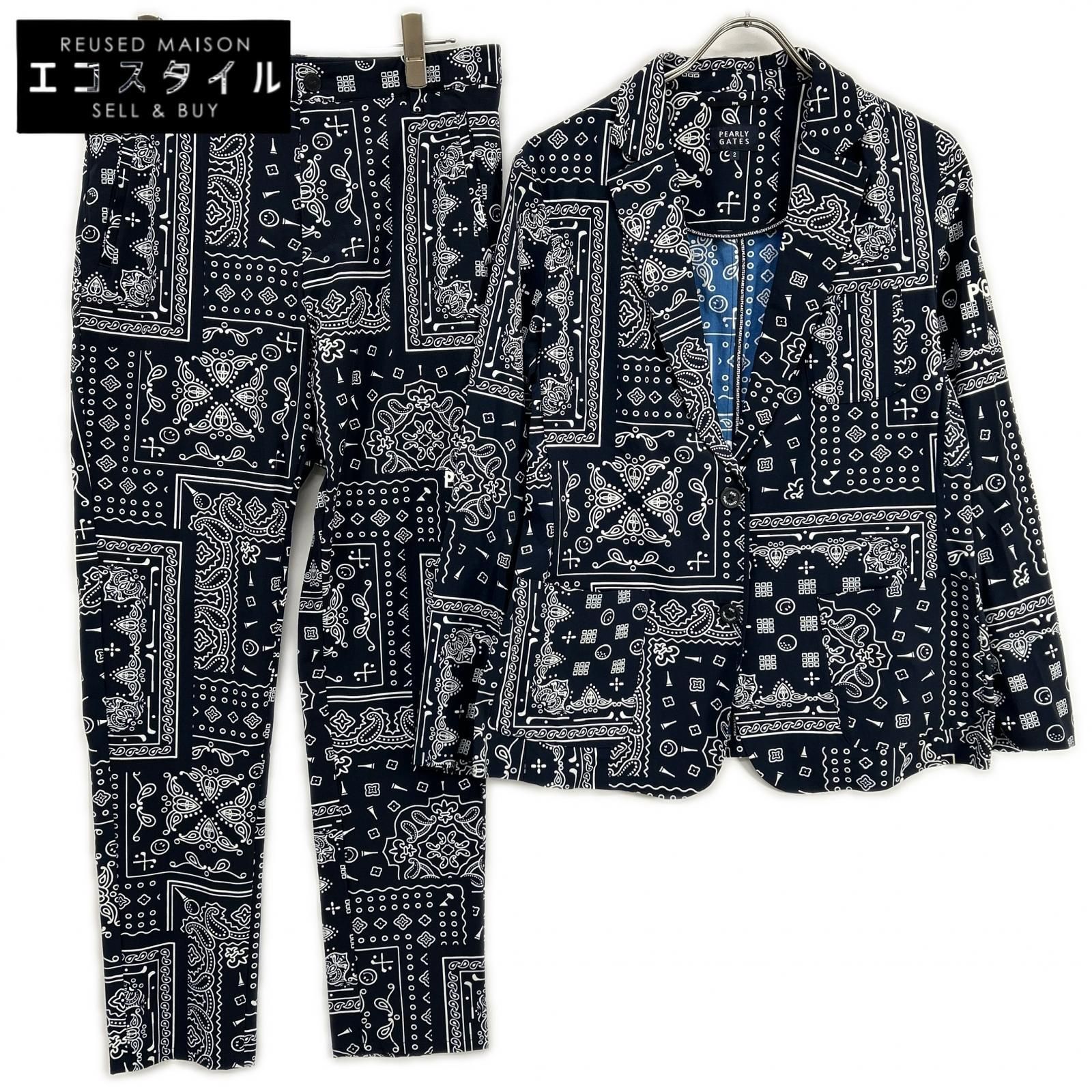 PEARLY GATES　パーリーゲイツ　PF20JK001・PF20PN002 ネイビー ペイズリー セットアップ　2