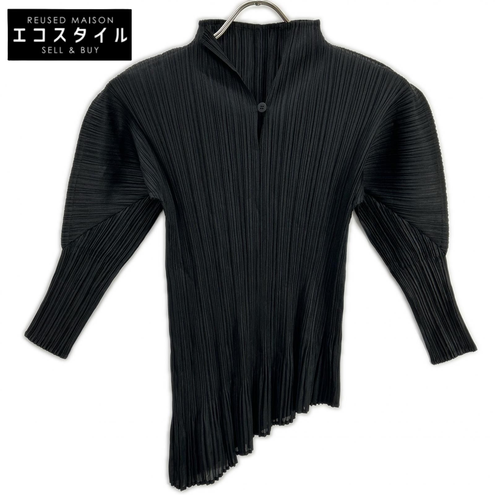 PLEATS PLEASE　プリーツプリーズ　PP51-JK863 ブラック 7分袖アシンメトリーカットソー　3