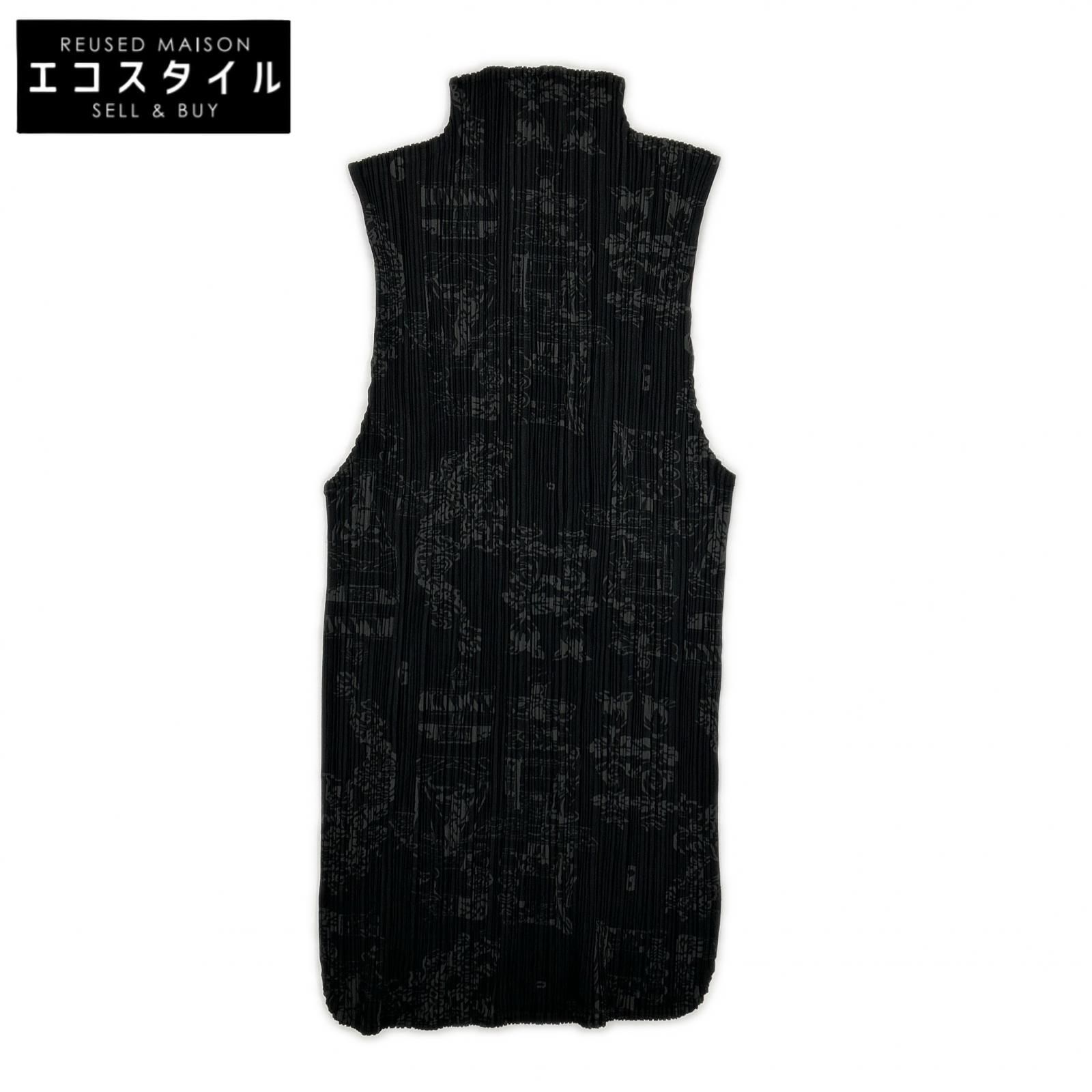 PLEATS PLEASE　プリーツプリーズ　PP41-JK721 ブラック チャイニーズ柄モックネックノースリーブトップス　3 23,023円