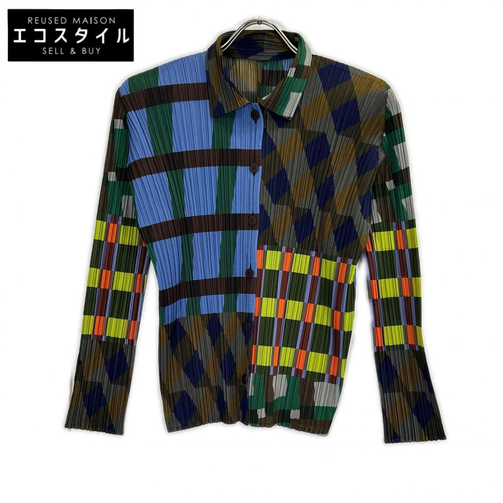 PLEATS PLEASE　プリーツプリーズ　25AW PP53JJ722 HARMONY ブルー系マルチカラー プリーツ シャツ　3
