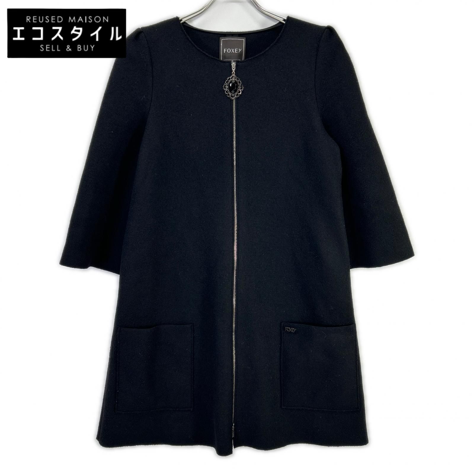 FOXEY　フォクシー　27618-KAOFA117NM ビジューファスナー ジップアップ ウール　40