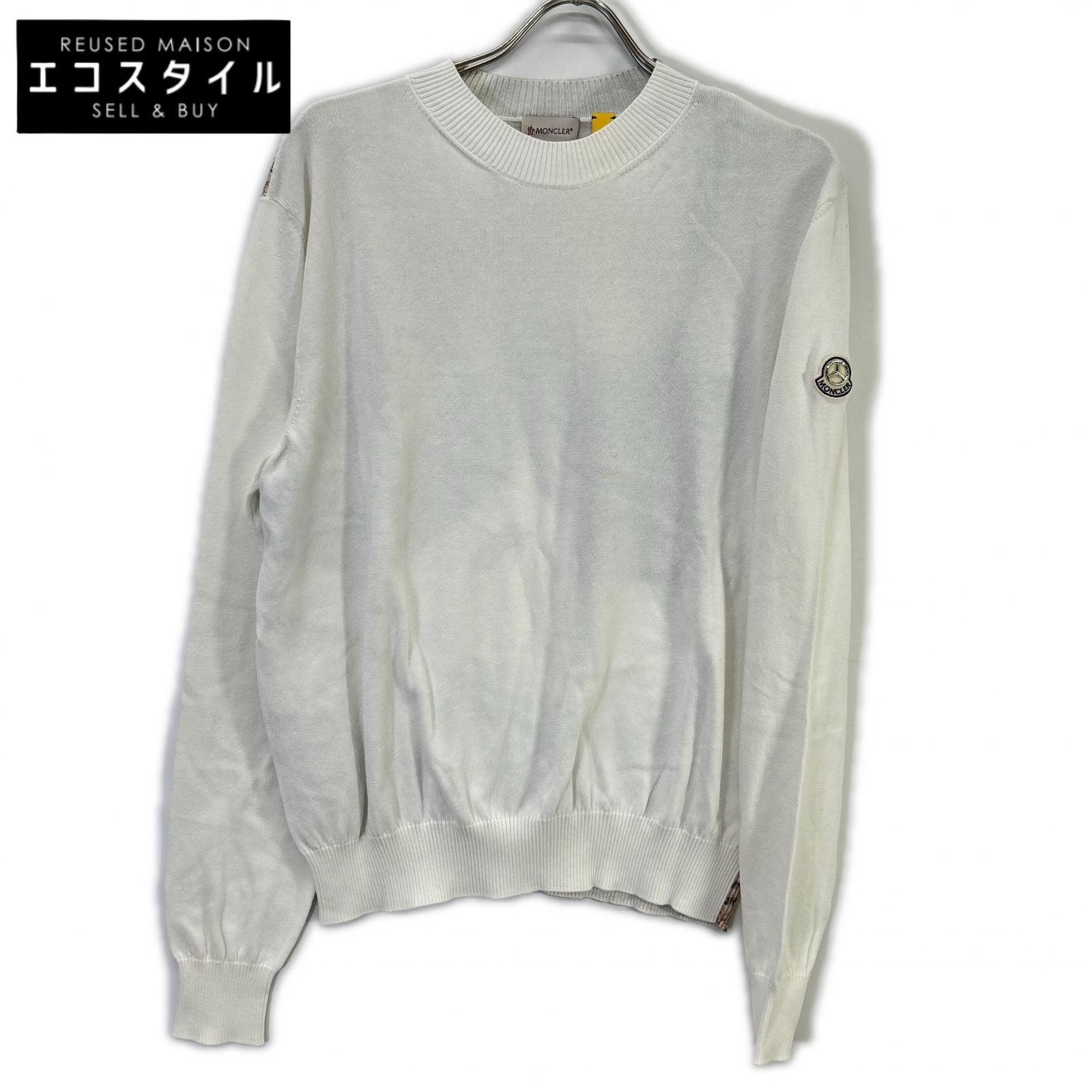 MONCLER　モンクレール　【GENIUS】×MERCEDES-BENZ BY NIGO 25SS GIROCOLLO TRICOT ホワイト アーカイブフォトプリント コットンニットプルオーバー　M