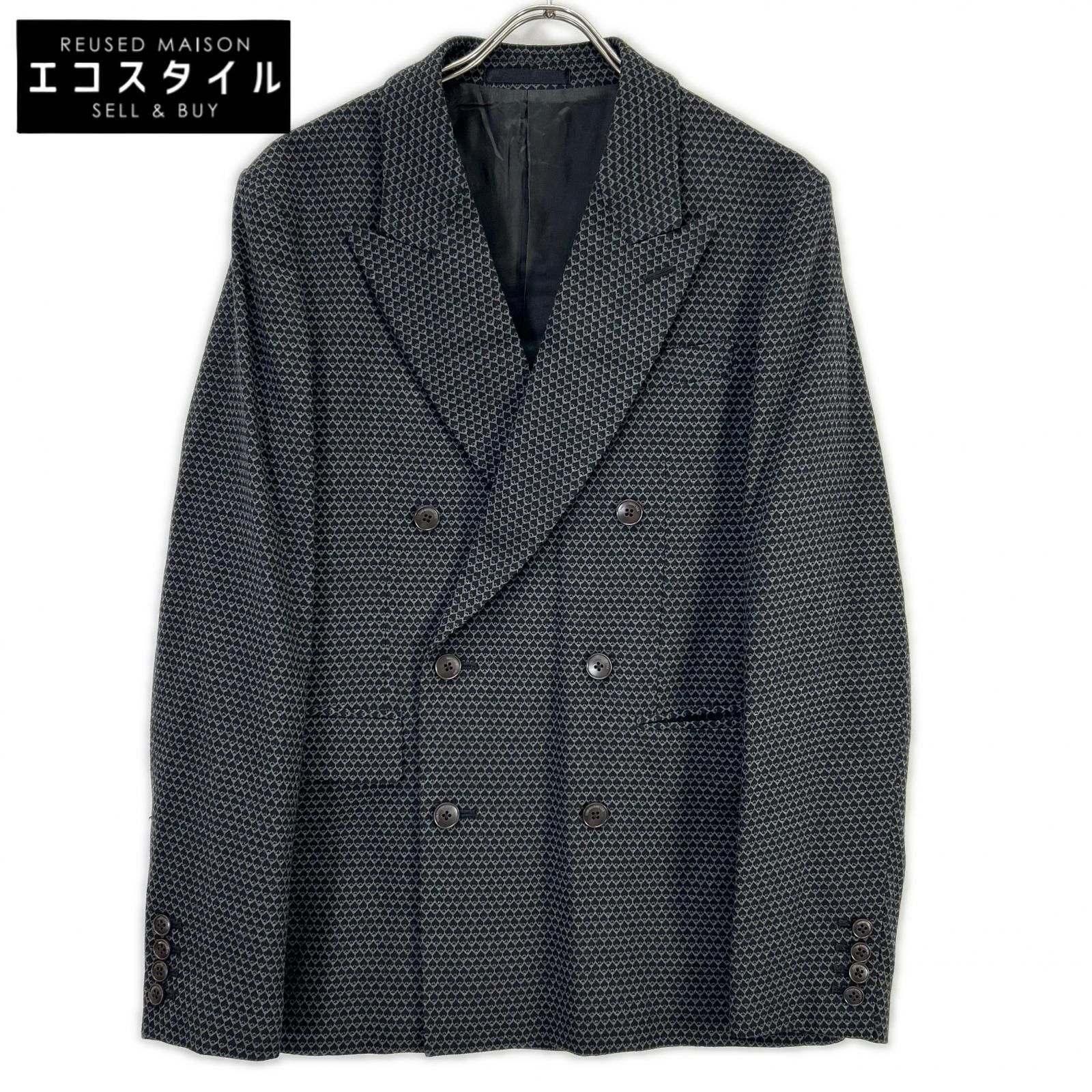 Thee Hysteric XXX　ジィヒステリック トリプルエックス　ブラック×グレー 総柄 ピークドラペルジャケット　M