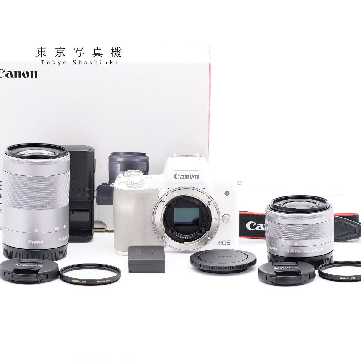 Canon EOS Kiss M ダブルズームキット ホワイト キヤノン EF-Mマウント