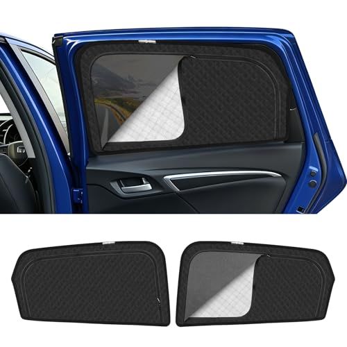新型 フィット GK3 GK4 GK5 GK6型 GP5 GP6 専用 サンシェード マグネット 後席 換気 断熱 2in1一体式 カーシェード fit GK系 メッシュカーテン 日除け メッシュサンシェード 日焼け防止 UVカット 遮光 日 f4a8143c