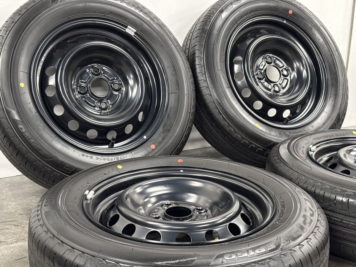 トヨタヤリス新車外し　エコピア175/70r14 鉄チンホイル純正ホイルキャップ 新車外し品】トヨタ ヤリス 純正 スチール 14in 5.5J +40 PCD100