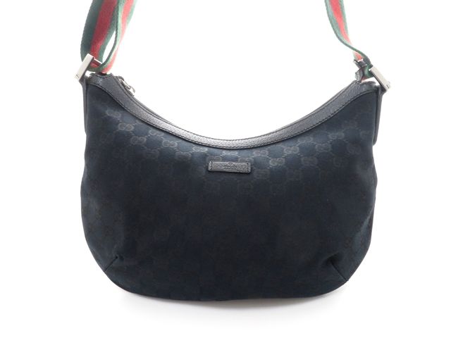GUCCI グッチ バッグ シェリーラインGG ショルダーバッグ ブラック キャンバス/レザー ﾊﾞｯｸﾞ 181092 ショルダーバッグ GGキャンバス ブラック レディース【中古】437
