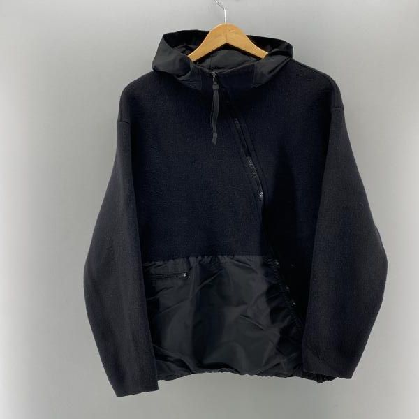 シーピーカンパニー コットンニット ジップブルゾン ナイロン切替 パーカー 中古】C.P COMPANY 00AW ニット×ナイロン切替 ジップフーディ ブラック
