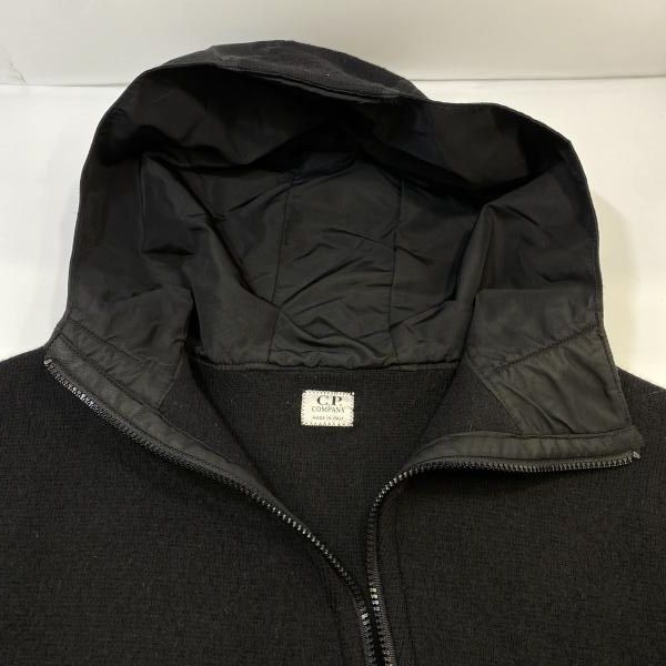 中古】C.P COMPANY 00AW ニット×ナイロン切替 ジップフーディ ブラック