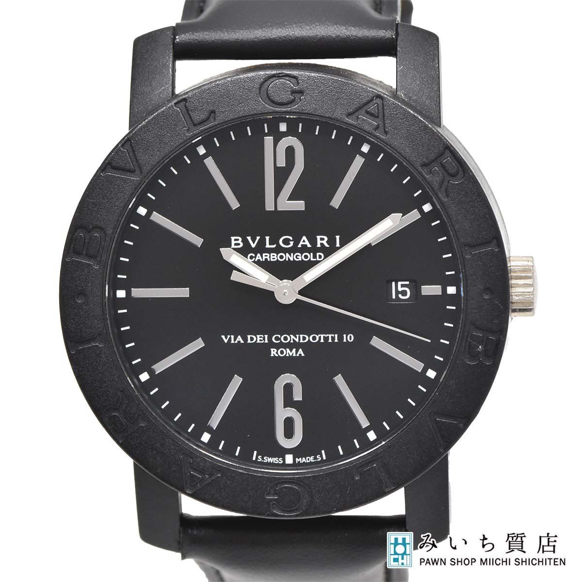 稼働 腕時計 BVLGARI ブルガリ BB40CL ブルガリブルガリ 自動巻き カーボン 箱・取説・保・ベルトあり yo331
