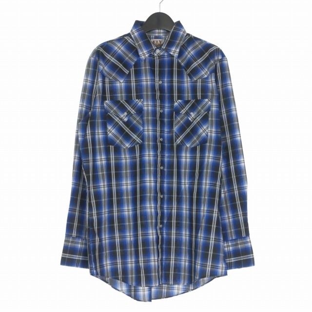 ヴィンテージ VINTAGE エリー・キャトルマン ELY CATTLEMAN 80-90's チェック柄 ウエスタンシャツ 長袖 M ブルー 青