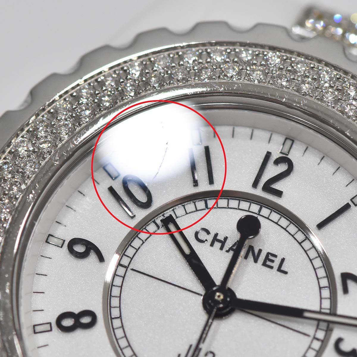 CHANEL腕時計【稼働品】 稼働 腕時計 CHANEL シャネル J12 白セラミック ベゼルダイヤ ベルト