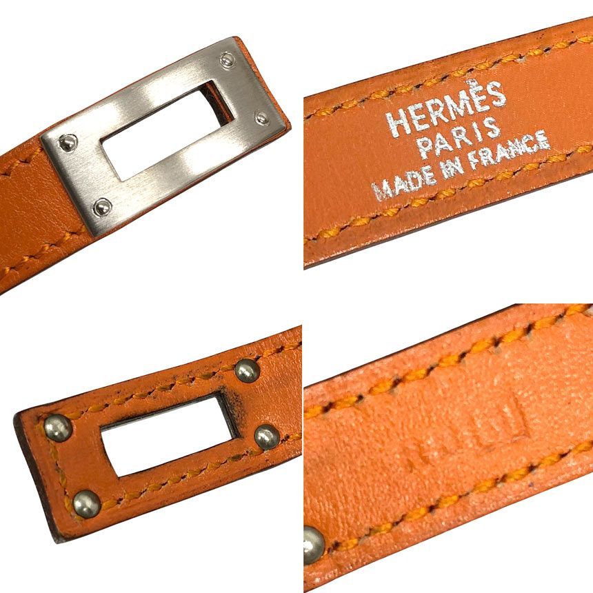 HERMES エルメス レザーブレスレット ケリードゥブルトゥール オレンジ