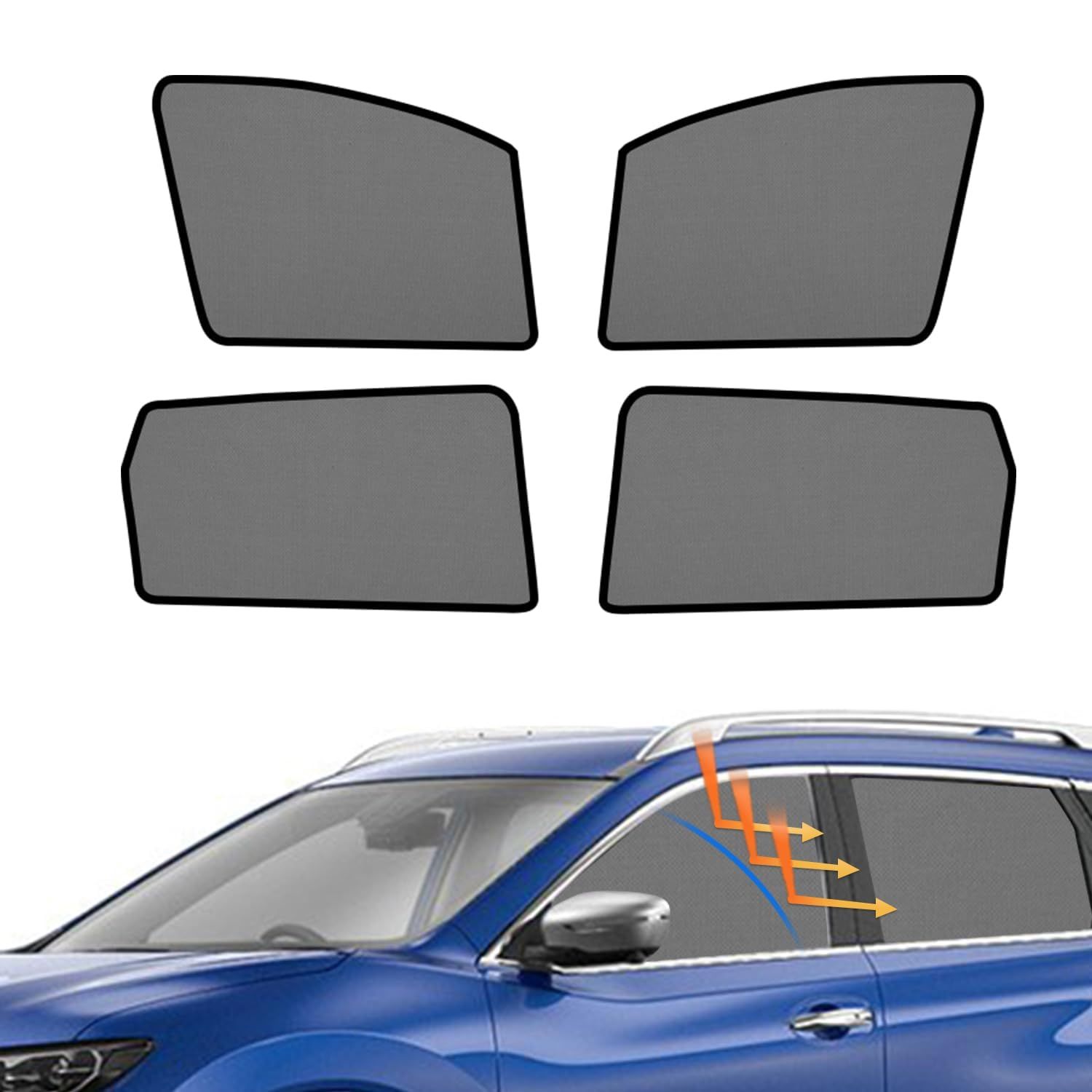 CARTIST ニッサン エクストレイル メッシュカーテン 2013年-現行 T32 NT32 HT32 HNT32 遮光カーテン サンシェード カーシェード UVカット マグネット式 簡単着脱 遮光 断熱 インテリア 日よけ 車種専用 4枚 1942a349
