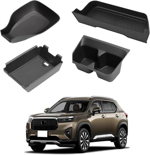 ホンダ 新型WR-V WRV 専用 コンソールボックス+コンソールドリンクホルダー+センターコンソールハンドブレーキ+センターポケット 収納ボックス 収納トレイ 2024年3月?現行 小物入れ TPE素材 水洗い可能 取付簡単 インテリア 内 76b6f31f