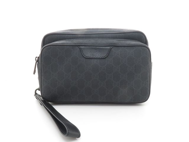 GUCCI グッチ バッグ GGスプリーム セカンドバッグ ブラック PVC/レザー ﾊﾞｯｸﾞ 337082 セカンドバッグ GGスプリームキャンバス ブラック ユニセックス【中古】437