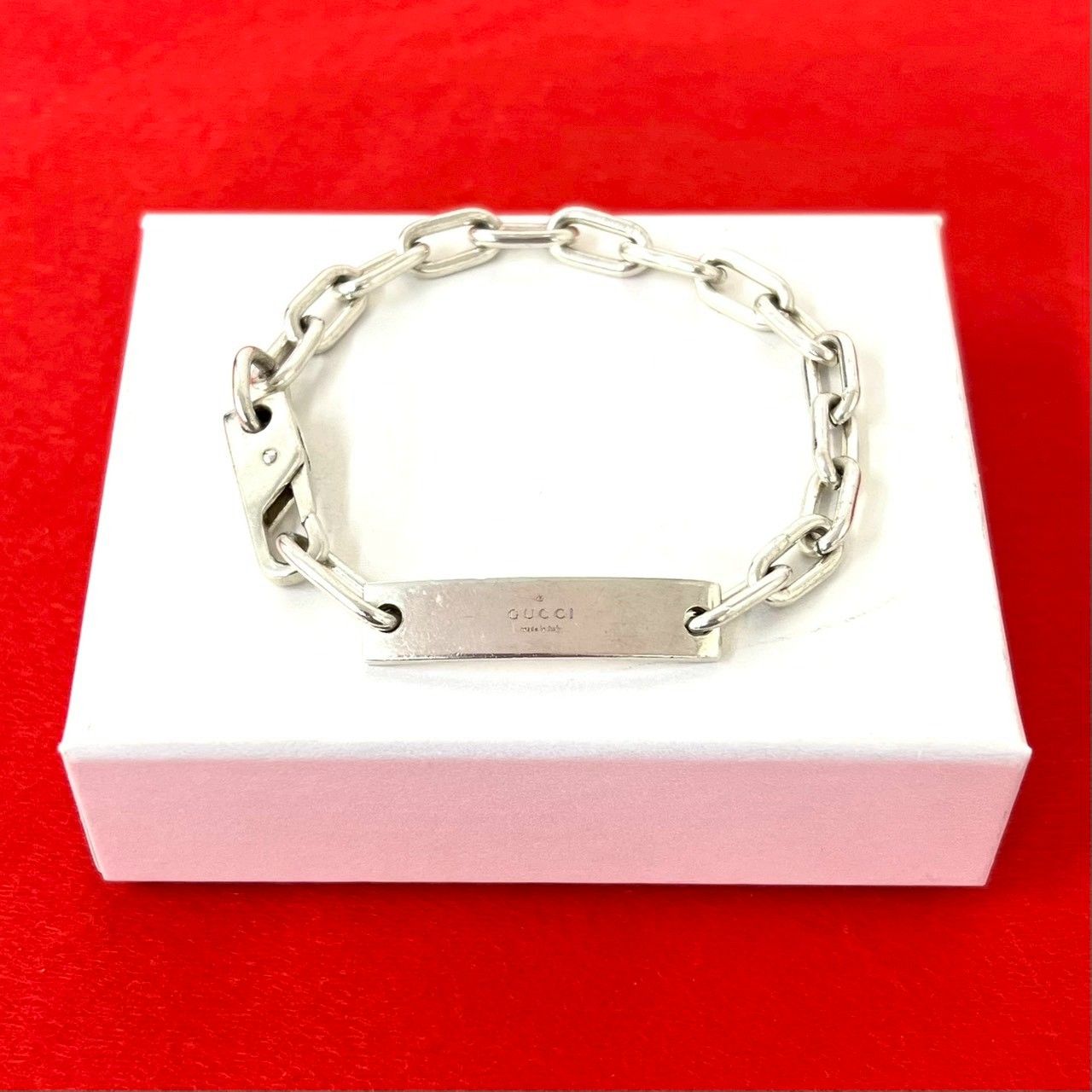 極 美品 GUCCI グッチ ヴィンテージ IDプレート チェーンブレスレット