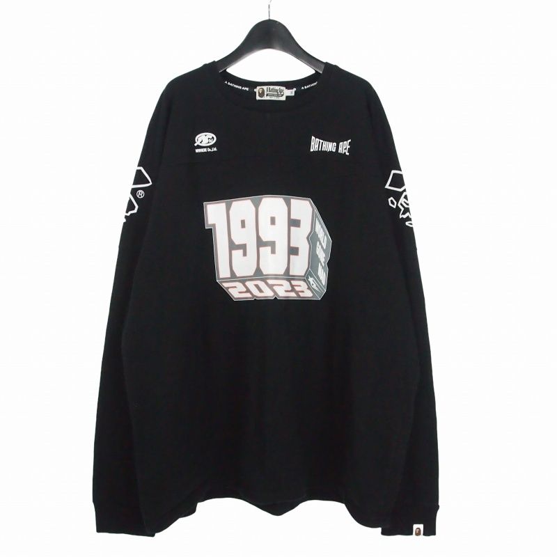アベイシングエイプ A BATHING APE BAPE FOOTBALL RELAXED FIT L/S TEE トレーナー 3XL ブラック 黒 001LTJ301006M