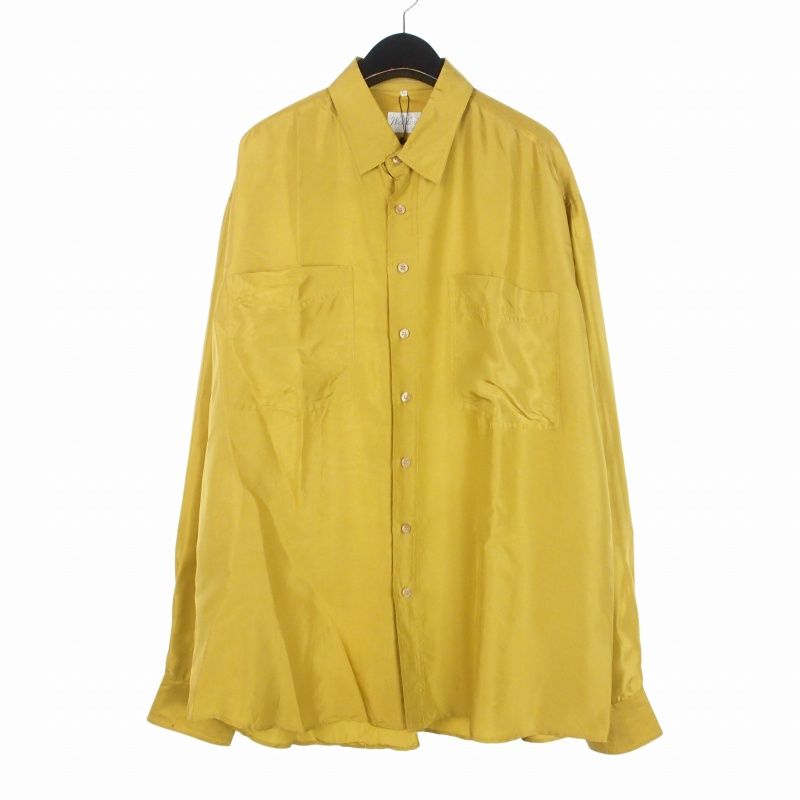 ヴィンテージ VINTAGE ウェラリー Wellery シャツ 長袖 シルク調 オーバーサイズシャツ L マスタードイエロー
