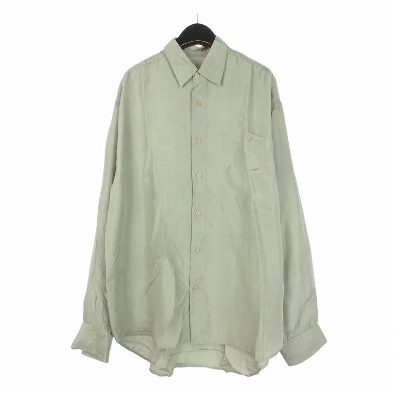 ヴィンテージ VINTAGE レピュテーション Reputation シルク シャツ 長袖 L カーキ