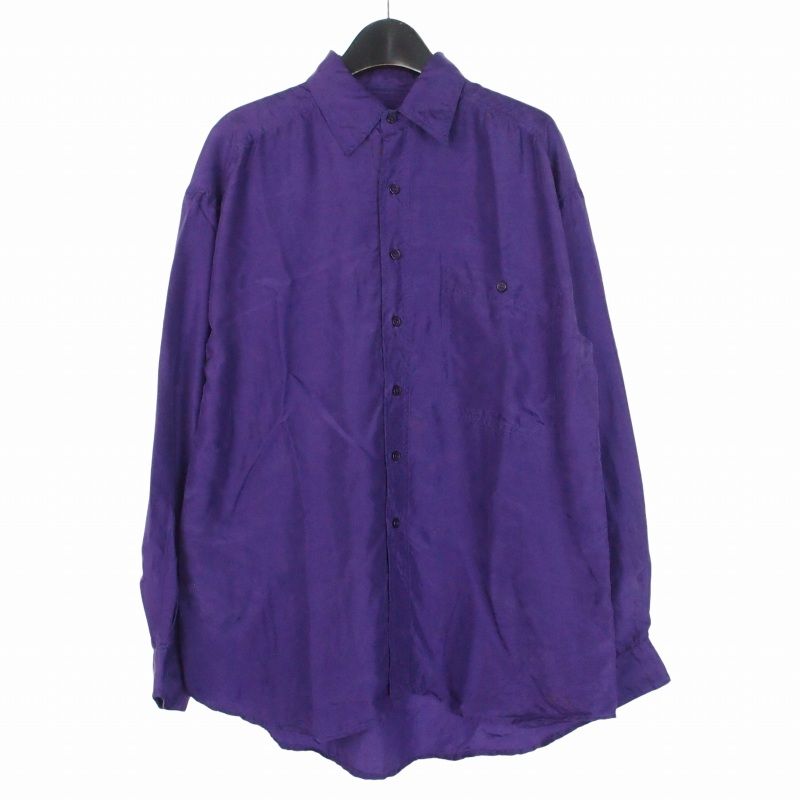 ヴィンテージ VINTAGE イマジネーション IMAGINATION シルクシャツ 長袖 S 紫 パープル