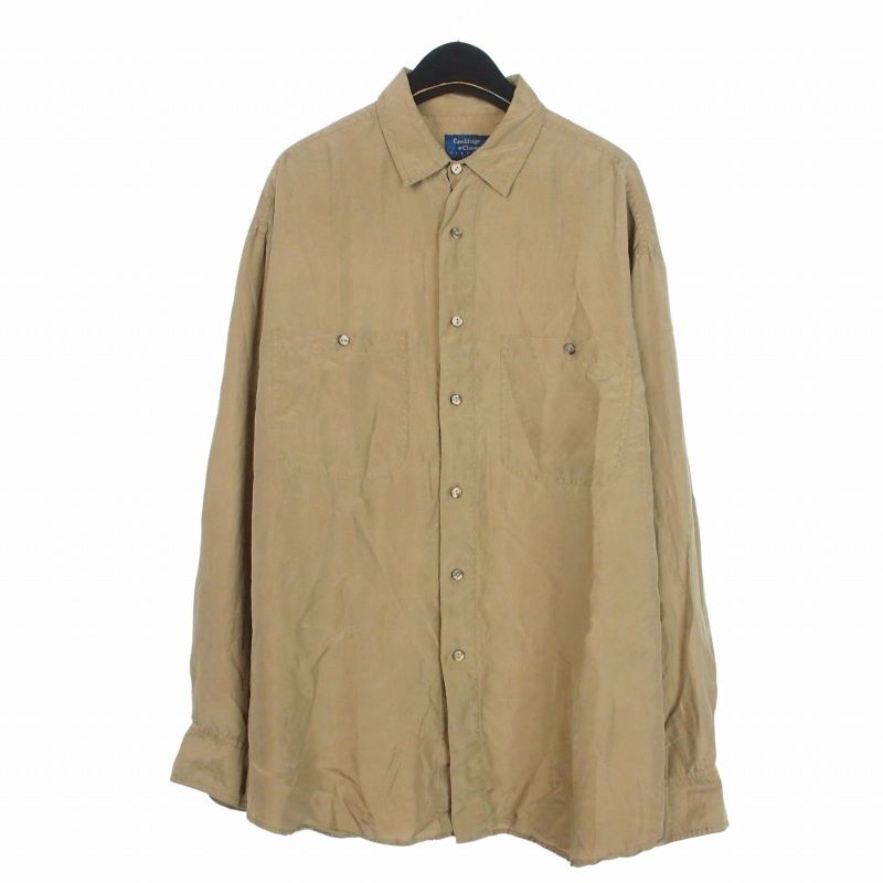 ヴィンテージ VINTAGE ケンブリッジ クラシックス Cambridge Classics シルク シャツ 長袖 アースカラー M ベージュ