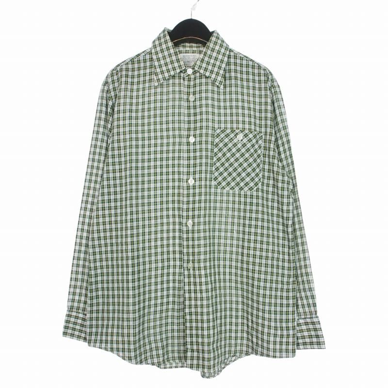 ヴィンテージ VINTAGE シアーズ Sears 長袖 シャツ チェック柄 レトロ パーマプレスト加工 PERMA-PREST M 緑 グリーン