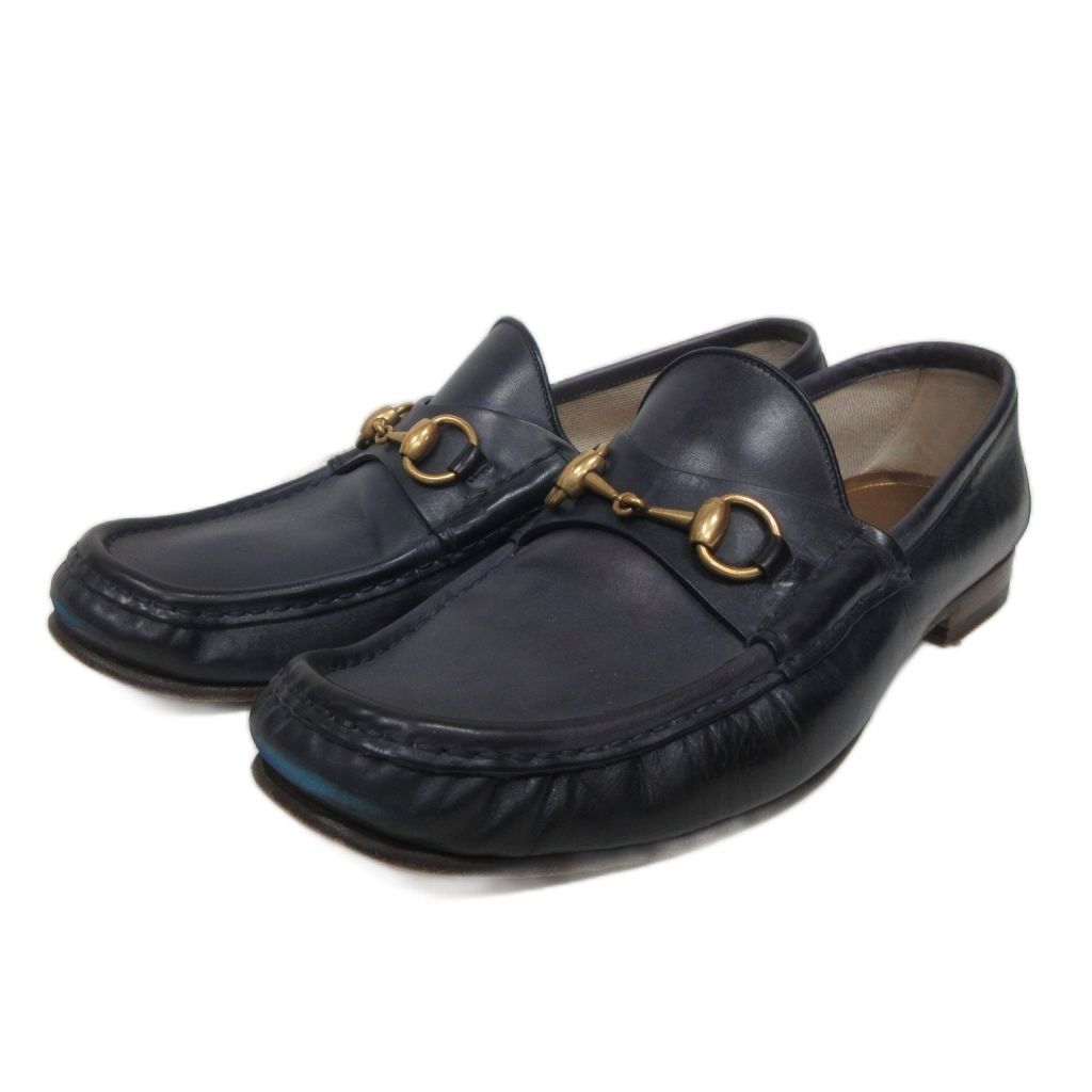 グッチ GUCCI 1953 ホースビット ローファー レザー シューズ 8 紺 ネイビー