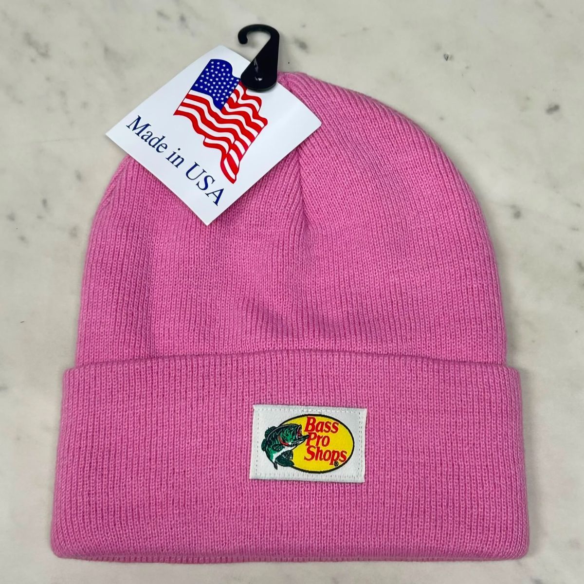 アメリカ製 全米最大級のアウトドアブランド Bass Pro Shops バスプロショップス ロゴラベル ニット帽 シャトーローズ (Bps95)