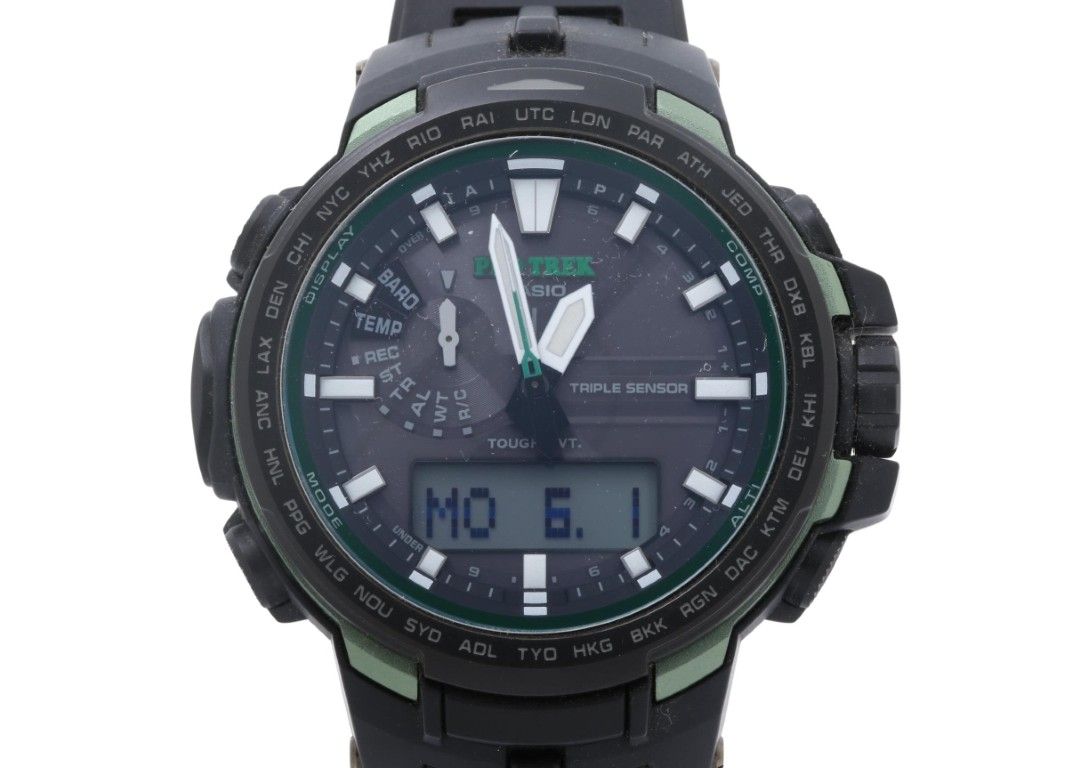 CASIO カシオ 時計 PRO TREK プロトレック クライマーライン PRW-6100FC-1JF ブラック系 ステンレス 樹脂 メンズ アナデジ 美品