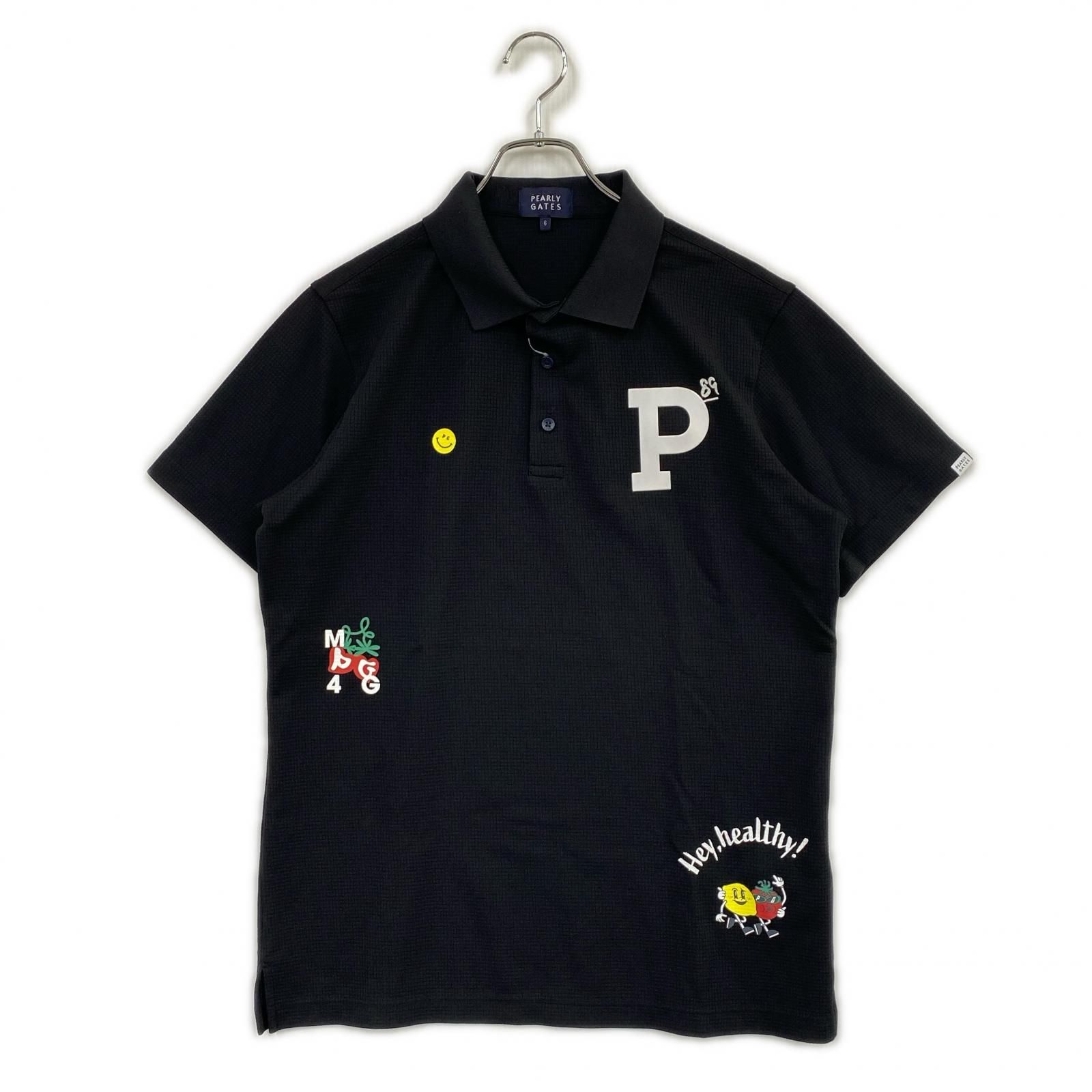 未使用品 メンズ パーリーゲイツ PEARLY GATES 半袖ポロシャツ 6(LL) 濃紺 ダークネイビー 2025年モデル ベジタブルズ 軽量 ワッフルメッシュ