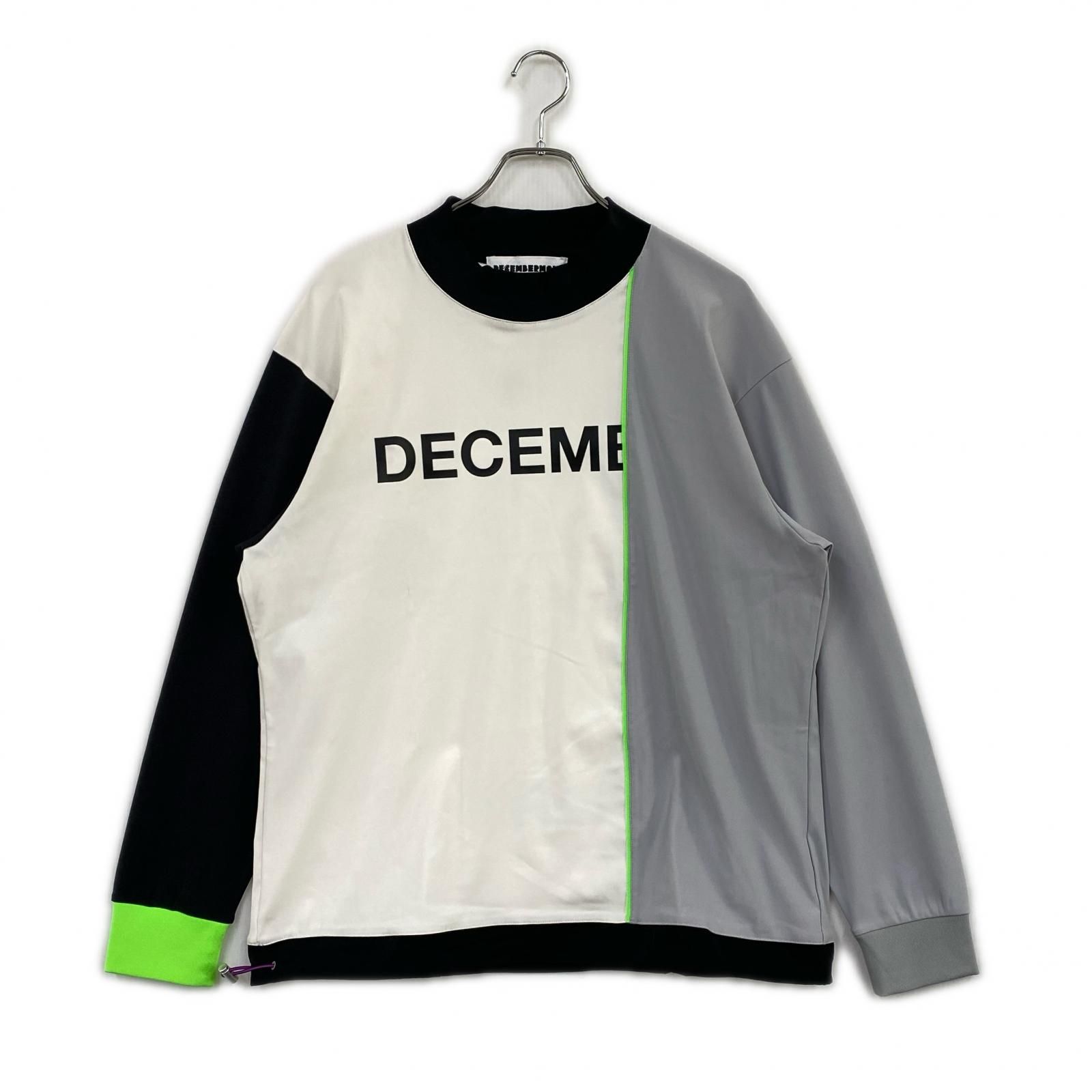 中古 メンズ ディセンバーメイ DECEMBERMAY 長袖シャツ UNISEX2(M・L) 白×グレー ホワイト×グレー モックネック 接触冷感 UV機能 2WAYストレッチ