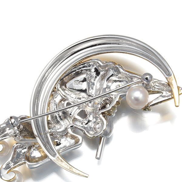 MIKIMOTO ミキモト　アコヤ真珠　ベビーパール　ブローチ シルバー 3珠 ミキモト ブローチ ベビーパール 真珠 3.0-5.8mm ピエロ シルバー