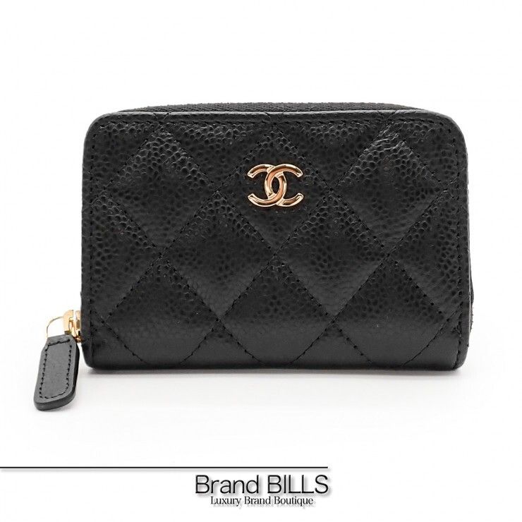 新品 CHANEL シャネル クラシック ジップ コインパース ミニ財布 AP0216 グレインド カーフスキン ブラック レディース