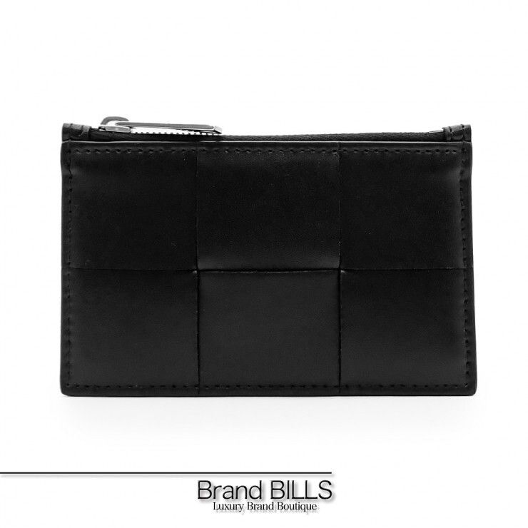 新品 BOTTEGA VENETA ボッテガヴェネタ カセット ファスナーカードケース 765460 ラムスキン カーフ ブラック ユニセックス