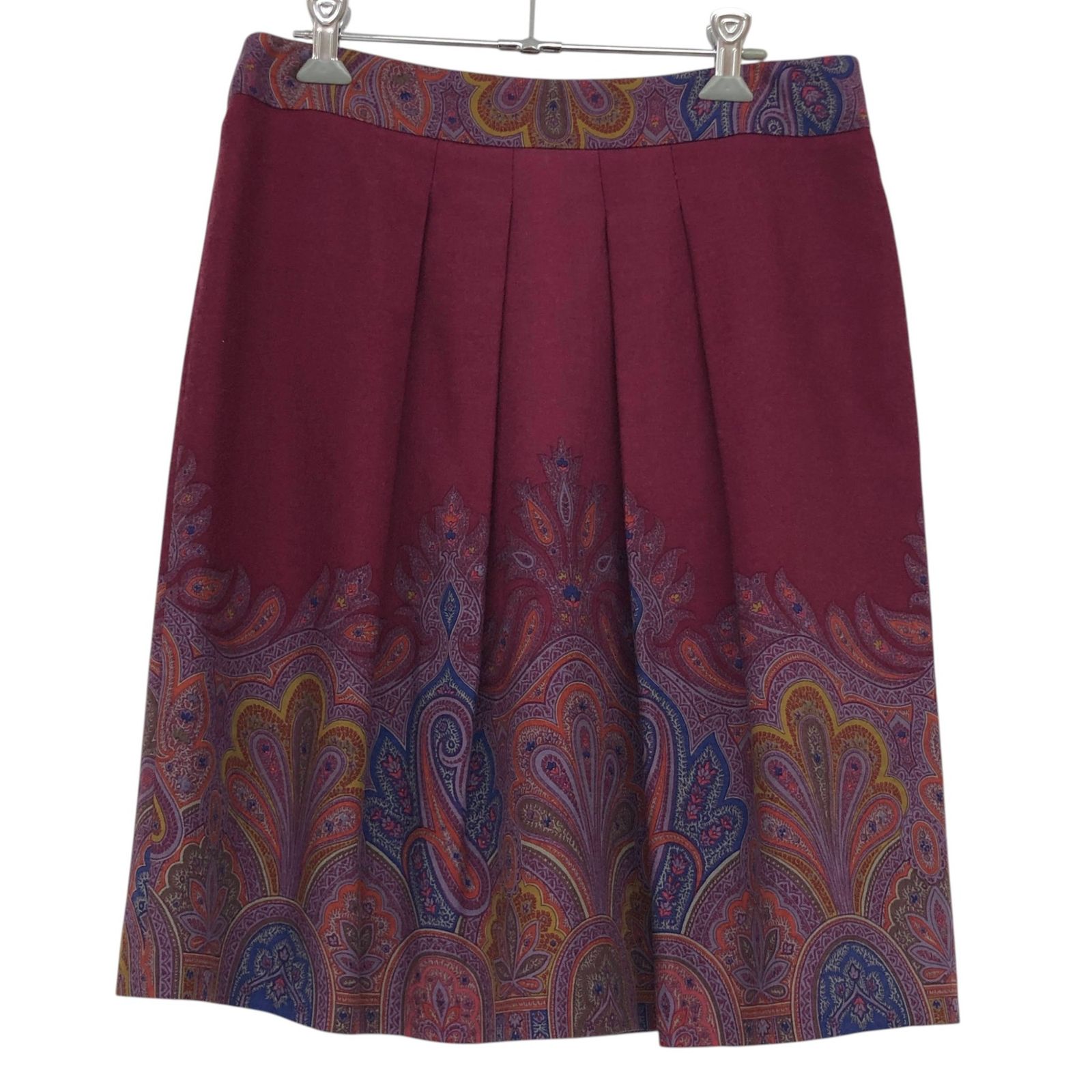ETRO/エトロ/ペイズリー/ウール/スカート/サイズ44/ワインレッド/レディース/RS1793