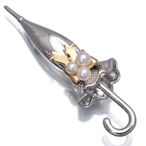 MIKIMOTO ミキモト　真珠　ベビーパール　ブローチ　1珠　シルバー ミキモト ブローチ ベビーパール 真珠 3.4-4.0mm 傘 シルバー/K18YG