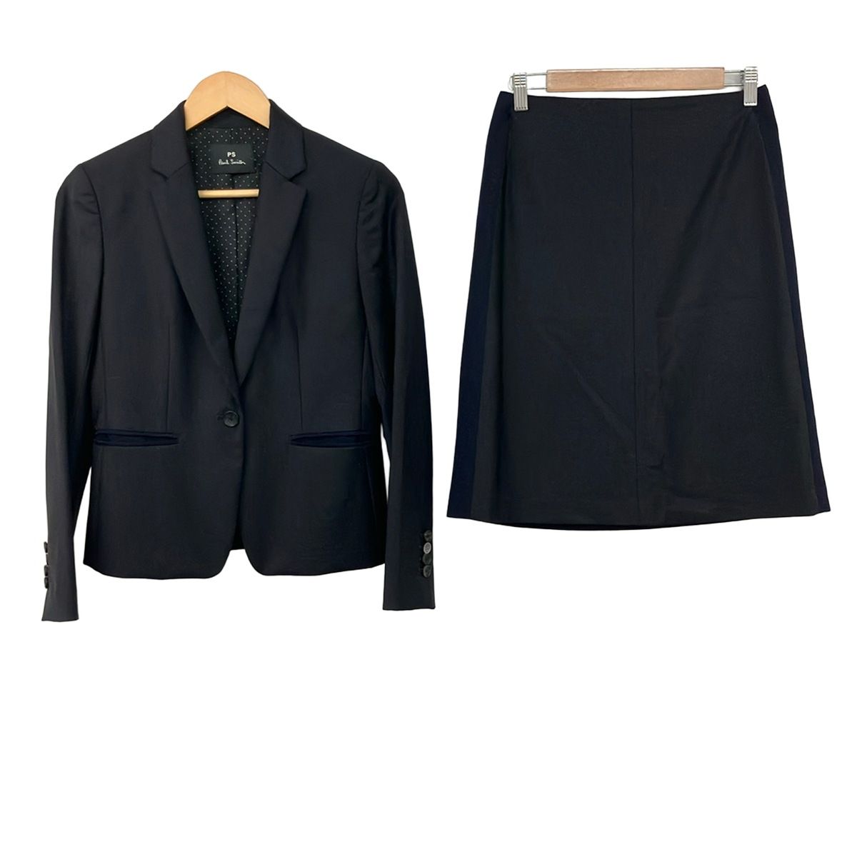 PaulSmith(ポールスミス) スカートスーツ レディース - 黒×ダークネイビー 肩パッド