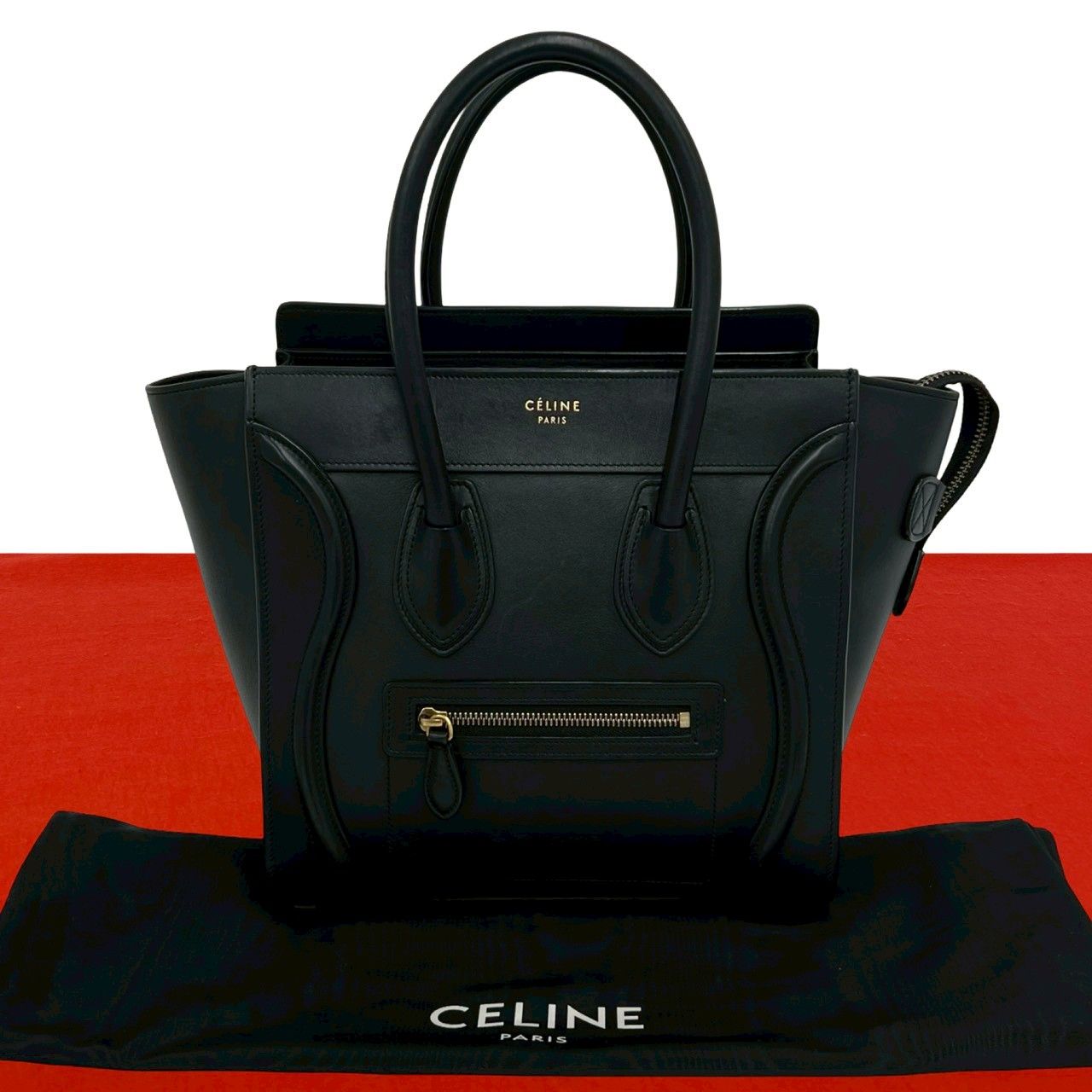 極 美品 希少品 保存袋付 CELINE セリーヌ ラゲージ マイクロ ロゴ