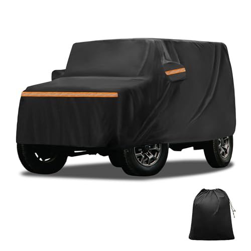 X AUTOHAUX 【Suzukiに対応ジムニー JIMNY JB23W用】車ボディカバー 自動車カバー 新型100%防水生地&5層構造 軽量・女性でも楽々 裏起毛 塗装面保護 運転席ジッパー付き/ドア開閉可能/忘れ物をしても安心 耐強風 防風ロープ/収AR