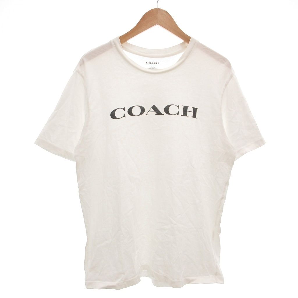 コーチ COACH ロゴTシャツ 半袖 クルーネック プリント L 白 ホワイト /GV ■GY04 ☆AA★