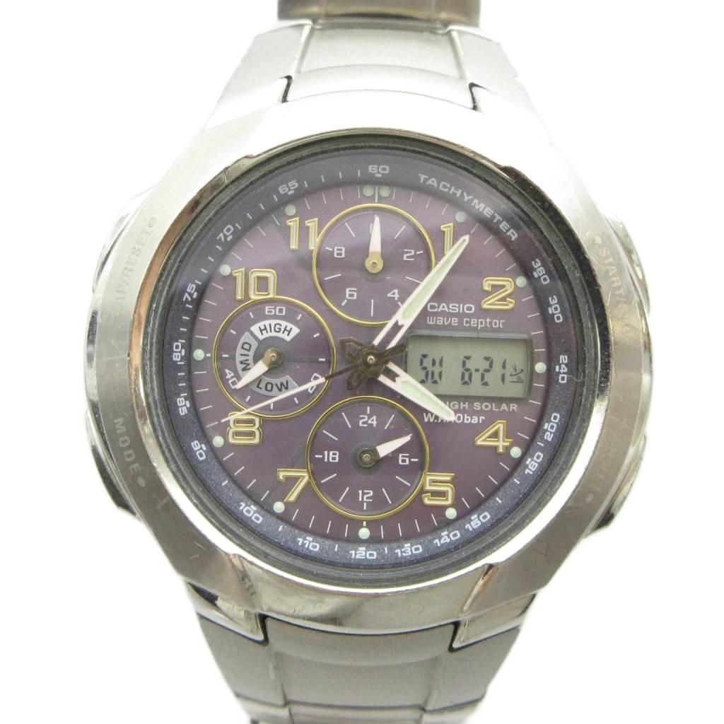 カシオ CASIO Wave Ceptor ウェーブセプター WVA-501TJ 腕時計 ウォッチ ソーラー クロノグラフ カレンダー付き シルバー色 ■GY18 /MQ